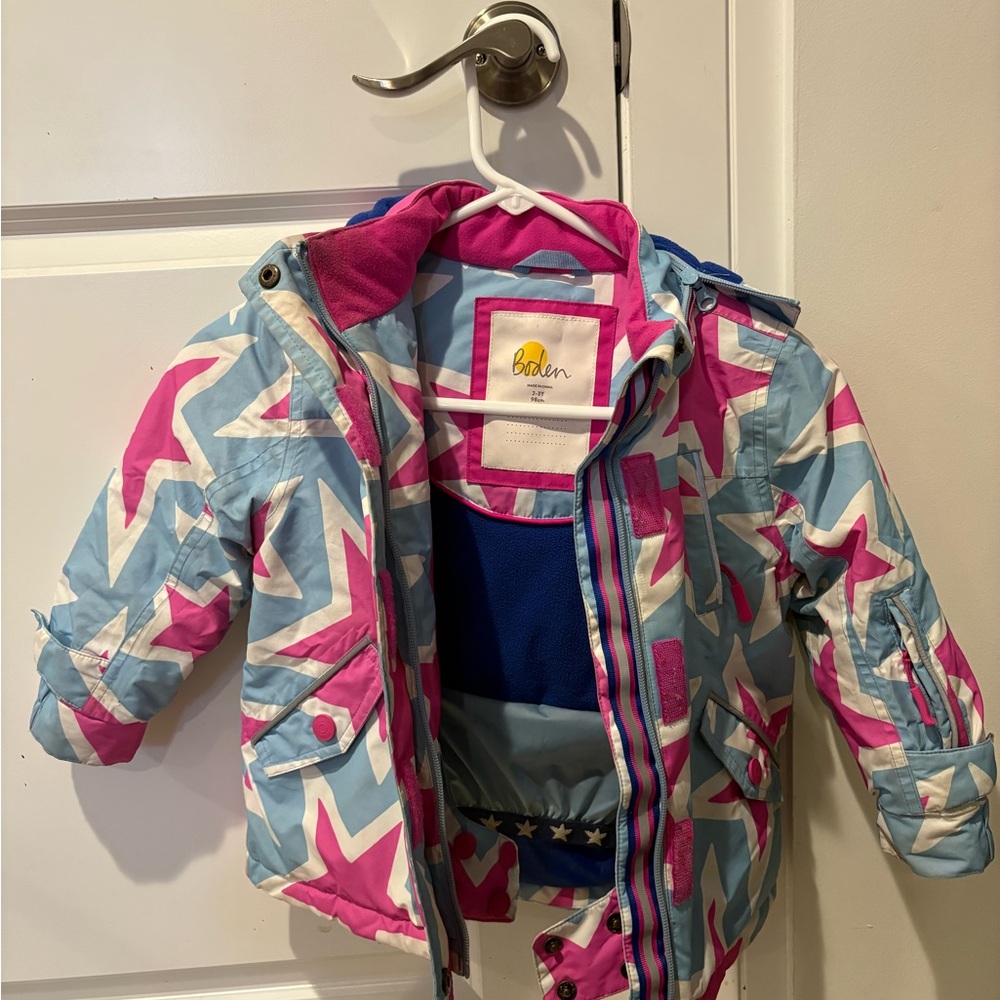 Mini Boden Starry Pink and Blue Kids All Weather Jacket 2T-3T